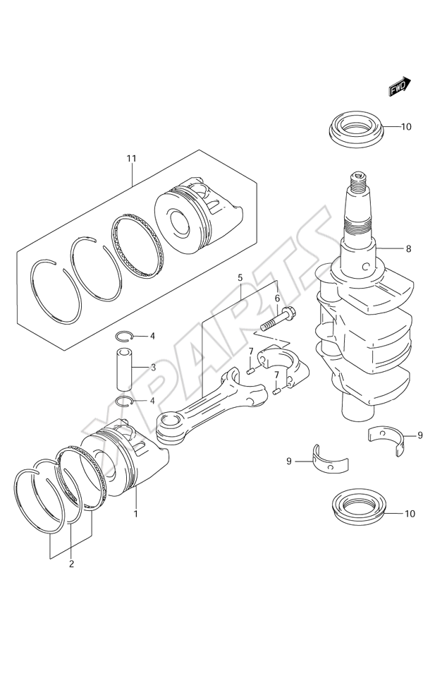  Crankshaft til Suzuki motor